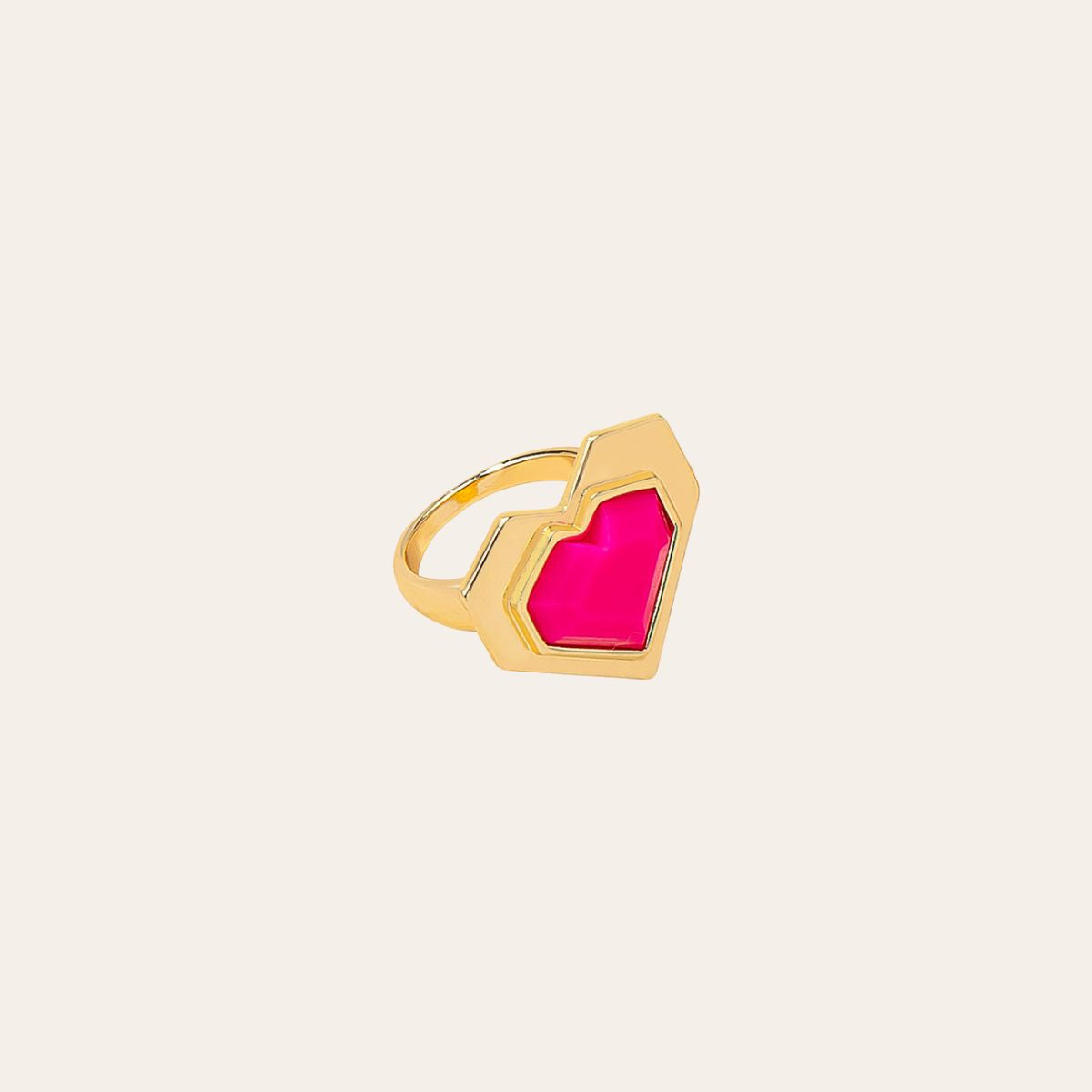 Heart Magenta Ring - Unique Korean Style